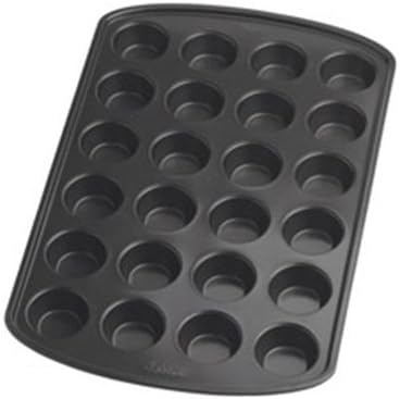 Wilton Gold Non-Stick Muffin Pan, Made Without PFAS, 24-Cup | Non-Stick Steel with Scratch-Resistant Coating, Resists Warping, Extended Handles, Dishwasher Safe, Perfect for Cupcakes