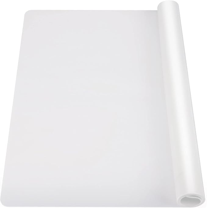 Ewen 35.6x23.5in 2mm Silicone Mats for Kitchen Counter, Thick Heat Resistant Silicone Mat, Extra Large Non-Stick Pastry Mat Glass Top Stove Cover Countertop Protector for Baking Coffee Bar Translucent