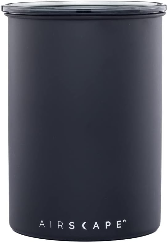 AirScape by Planetary Design | Airless Coffee Storage | 500g | Matte Black | Container | US Patented Inner Plunger Lid REMOVES Excess Oxygen | Don't Buy airtight, Buy AIR-Less | (Medium, Matte Black)