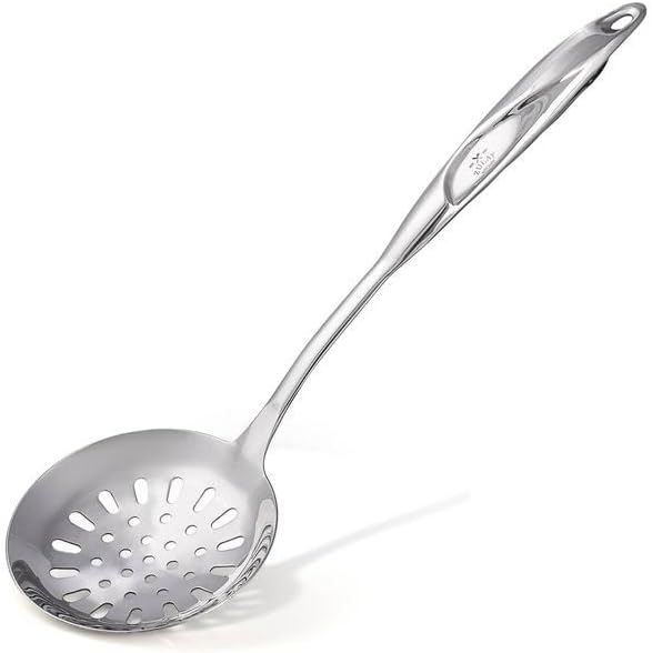 Zulay Kitchen Stainless Steel Slotted Spoon | 14.5” Large Skimmer Frying Spoon for Draining & Serving - Heat-Resistant, Rust-Proof & Dishwasher Safe Kitchen Utensil