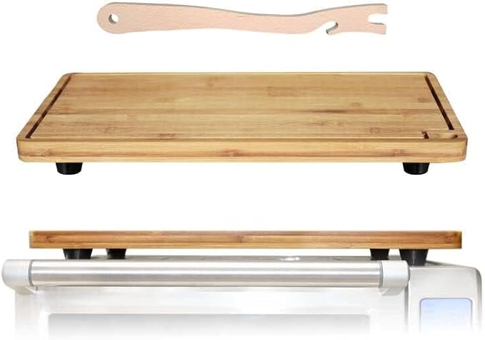 Bamboo Cutting Board Compatible for Breville BOV800XL 860BSS 845BSS Oven | Board Protects Countertop Smart Toaster Oven, Raised Heat Resistant Silicone Feet Creates Storage Space - with Oven Rack Push