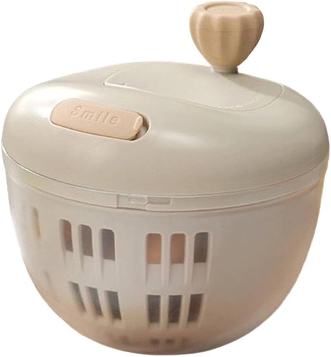 Kitchen Salad Spinner Dryer and Washer with Crank Handle and Non-Slip Base, Hand Crank Vegetable Dehydrator with Bottom for Quick Cleaning, Large Capacity Bowl for 3-4 People,Various colors(grey)