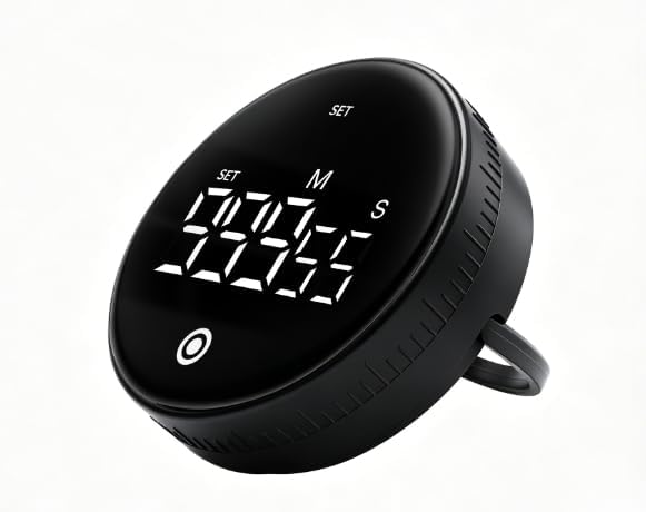 Digital Kitchen Timer, Magnetic Visual Countdown Countup Timer with Large LED Display, Adjustable Volume, Easy for Seniors and Kids, for Cooking, Classroom, Fitness, Study (Black)
