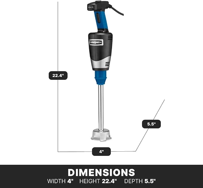 Waring Commercial Quik Stix Plus Immersion Blender, Variable Speed, 10 in Removable Shaft, for Professional Hand Blender for Kitchens & Restaurants, WSB40X
