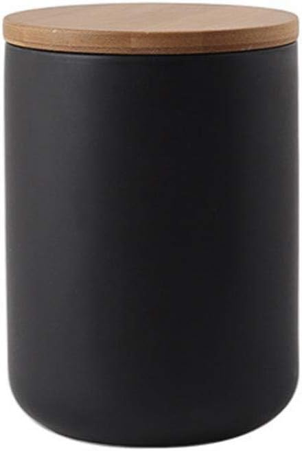 MilkyWay Food Storage Jar Ceramic Canisters With Airtight Seal Lid 27oz | Durable Ceramic Material, Airtight Bamboo Lid, Modern Damp-Proof Design, Ideal For Coffee And Tea(Black(M: 27oz/800ml))