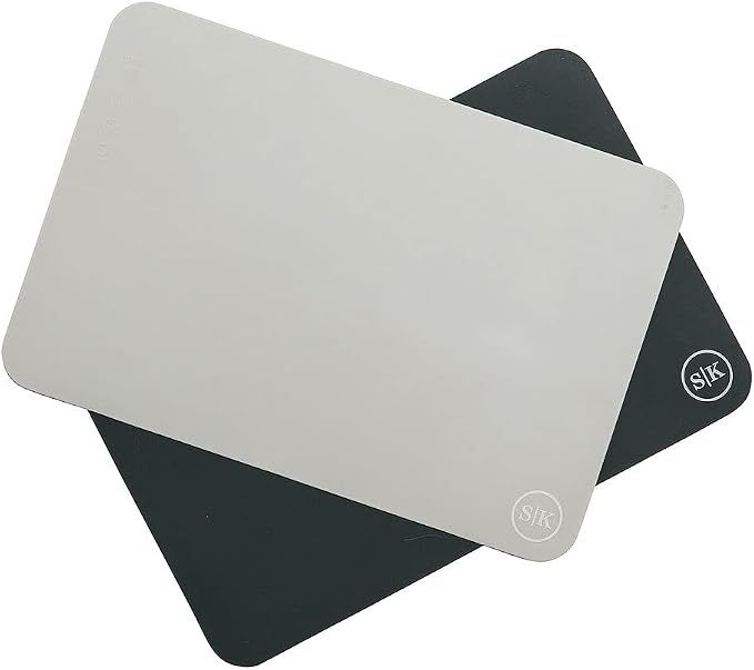 Silicone Baking Mat, BPA Free, Extra Thick, Quarter Sheet 8 in into 11.75 in, Set of 2, Blue and Gray