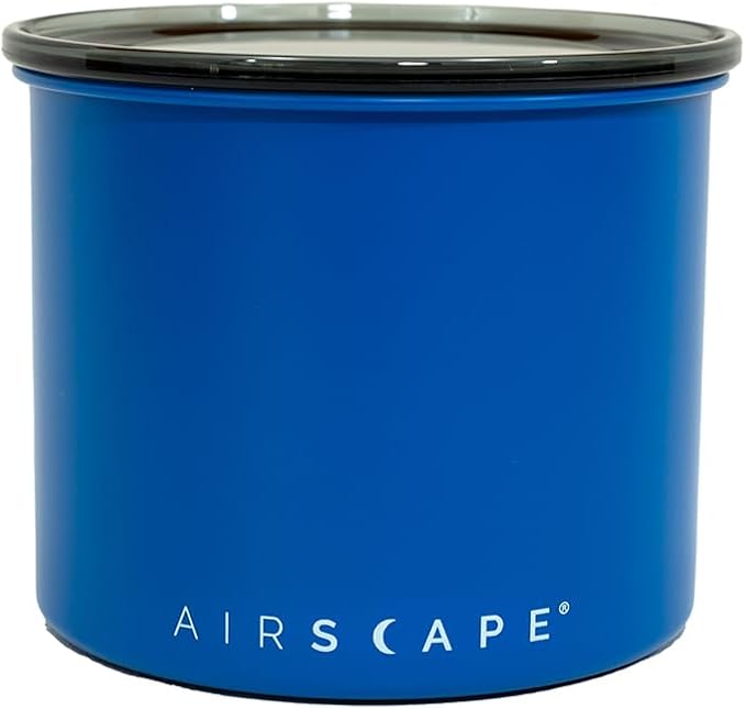 Planetary Design Airscape Stainless Steel Coffee Canister | Food Storage Container | US Patented Airtight Lid | Push Out Excess Air Preserve Food Freshness (Small, Matte Blue) | Food Storage Container | US Patented Airtight Lid | Push Out Excess Air Pr...