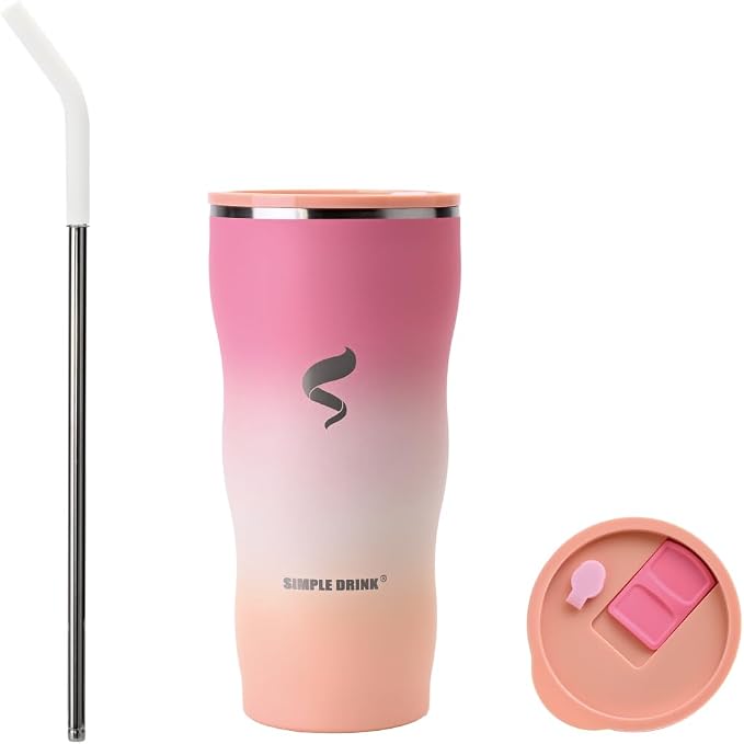 30 oz Insulated Tumbler with Straw and Lid, Blush Pink Ombre | 18/8 stainless steel, double-wall vacuum insulation, BPA-free materials, reusable straw, for everyday hot and cold drinks.