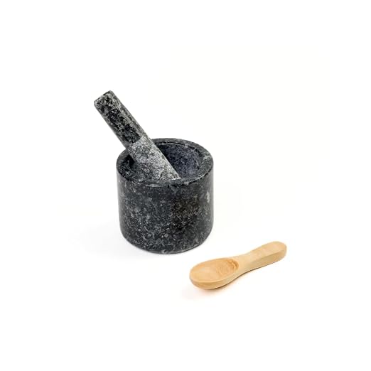 2" Tiny Mortar and Pestle Set with Wooden Spoon, Small, Compact, Mini, Grinding and Crushing Herbs and Spices, Unpolished Inside