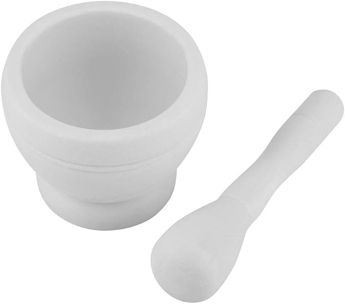 Mortar and Pestle Set, Manual Garlic and Seasoning Grinder with Non Slip Base Grinding Bowl for Crushing Seasonings, Making Paste, Guacamole and More (White)