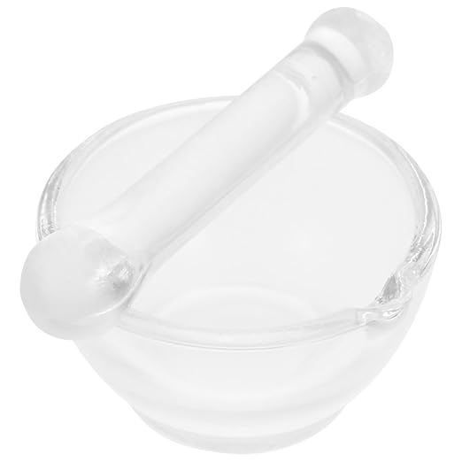BESTYASH Glass Mortar and Pestle Set with Thickened Base for Stability Small 2.55In Grinding Bowl and Pestle for Laboratory Use and Kitchen Spices Grinding Easy to Clean