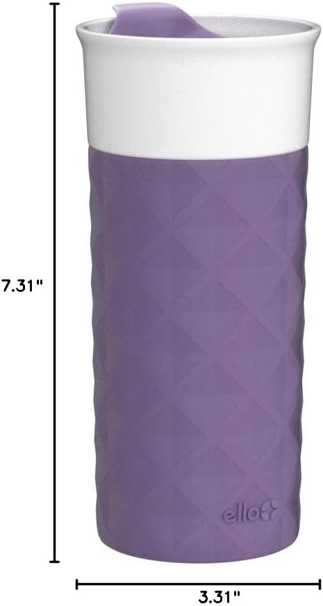 Ello Ogden 16oz Ceramic Travel Mug with Splash-Resistant Slider Lid and Protective Silicone Sleeve, Perfect for Coffee or Tea, BPA-Free, Dishwasher Safe | Splash-resistant ceramic travel mug with slider lid and protective silicone sleeve. BPA-free, gre...