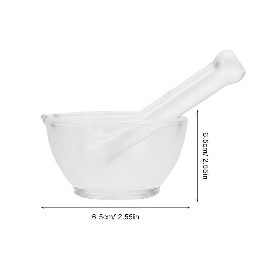 BESTYASH Glass Mortar and Pestle Set with Thickened Base for Stability Small 2.55In Grinding Bowl and Pestle for Laboratory Use and Kitchen Spices Grinding Easy to Clean