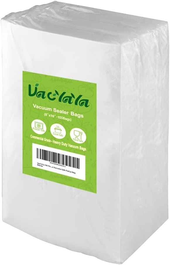 Pint 6"x10"Vacuum Sealer Bags 100ct for Food Storage | BPA Free PreCut Food Grade,Commercial Grade,Heavy Duty Vacuum Food Freezer Bags,Great for Sous Vide Vacuum Sealer