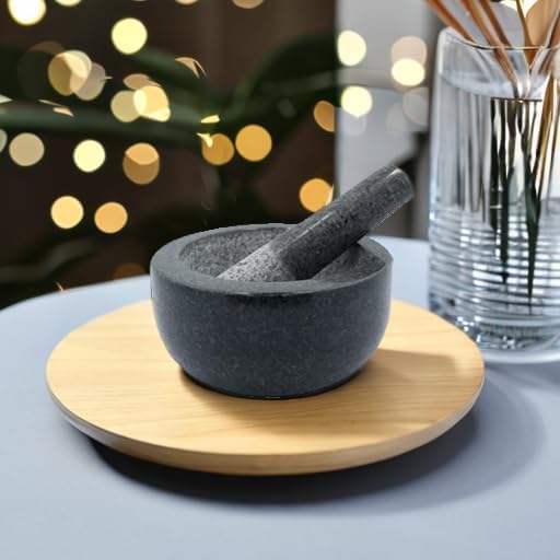 Kota Japan Large Black Granite Mortar & Pestle Natural Stone Grinder for Spices, Seasonings, Pastes, Pestos and Guacamole | Great for grinding spices, seasonings, pastes, pestos, and guacamole. Heavy stone stays put while grinding.
