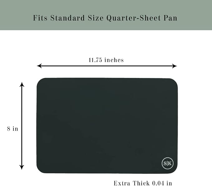 Silicone Baking Mat, BPA Free, Extra Thick, Quarter Sheet 8 in into 11.75 in, Set of 2, Blue and Gray
