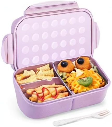 MISS BIG® Bento Lunch Box for Kids, 1150ml, 3 Compartments, Purple | Purple kids bento lunch box for school lunch, daycare snacks, preschool meals, picnic food, and travel.
