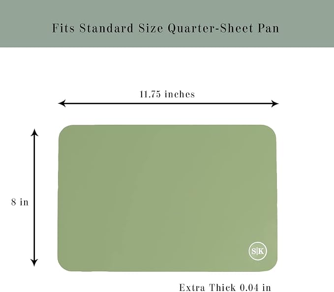 Reusable Silicone Oven Baking Mats Gift Set Bundle, 2 Half-Sheet, 2 Quarter-Sheet, Sage Green, Dark Gray
