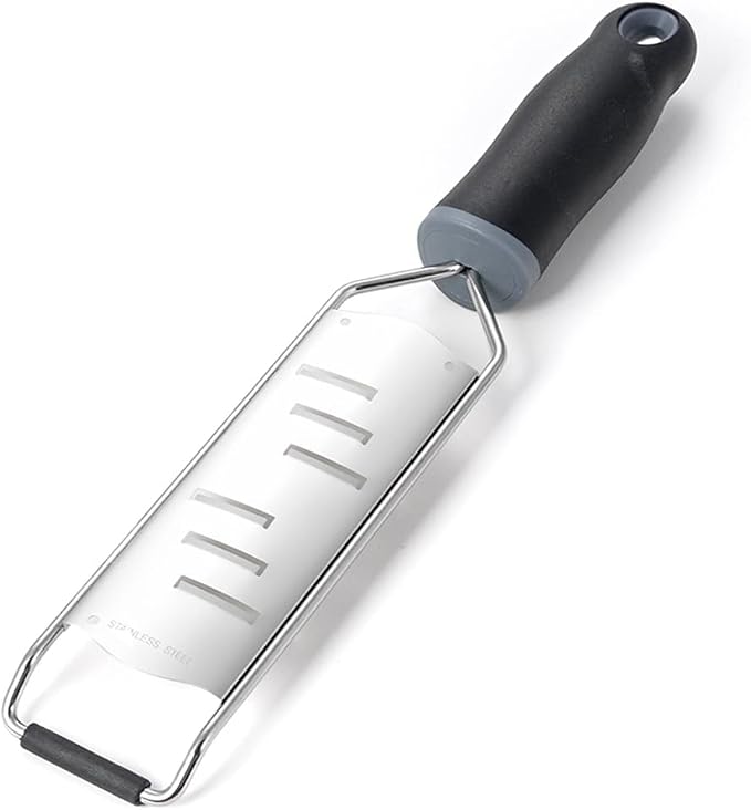 Cheese Grater Hand Held Parmesan Cheese Shaver Food Shredder Tool Stainless Steel with Non Slip Rubber Foot(Larger shaver,Black)