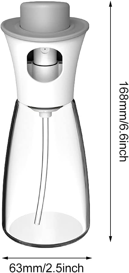Oil Sprayer for Cooking, 6.09oz/180ml Glass Oil Dispenser Bottle Spray Lemon Juice Sprayer forSalad, Baking, Cleaning, Plants(white)