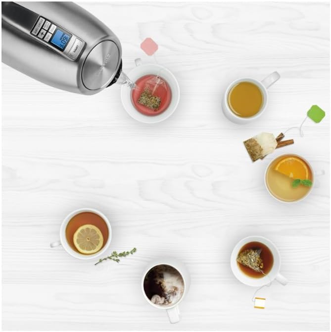 Cuisinart PerfecTemp 1.7-Liter 1500-Watt Stainless Steel Cordless Programmable Kettle with Six Presets, Stay-Cool Handle, & 360-Degree Swivel Power Base With LED display (CPK-20)