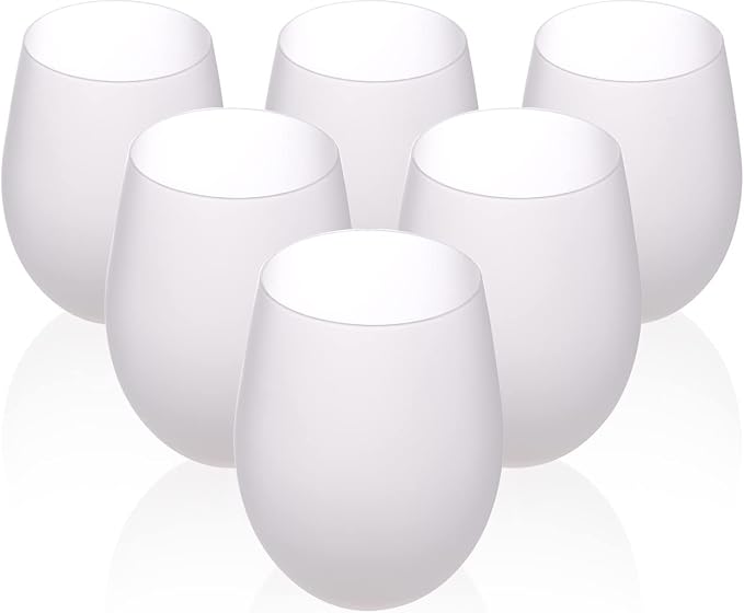 PYD Life 6 Pack Sublimation Blanks Wine Glasses Stemless Frosted 17 OZ | Glass Tumblers Cups for Sublimation Oven Printing, for Personalized Gifts