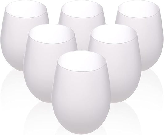 PYD Life 6 Pack Sublimation Blanks Wine Glasses Stemless Frosted 17 OZ | Glass Tumblers Cups for Sublimation Oven Printing, for Personalized Gifts