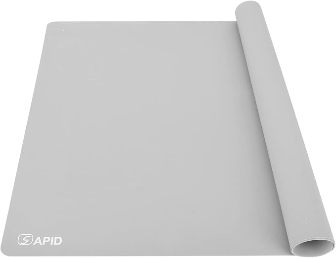 1.5MM Extra Thick Placemats Large Silicone Mat Heat Resistant Table Mat | 28" x 20" Kitchen Countertop Protector, Washable Place Mats Silicone Mats for Kitchen Counter Mat Table Mat, Grey, Sapid
