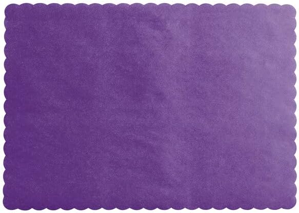 Disposable Paper Placemats – Premium, 50 Pack of Purple Scalloped Edge Placemats, Perfect Size 10x 14