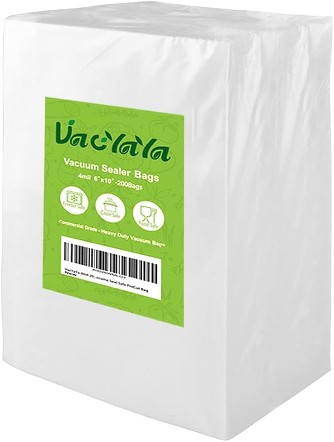 Pint 4mil 6"x10"Vacuum Sealer Bags 200ct for Food Storage | BPA Free PreCut Food Grade,Commercial Grade,Heavy Duty Vacuum Food Freezer Bags,Great for Sous Vide Vacuum Sealer