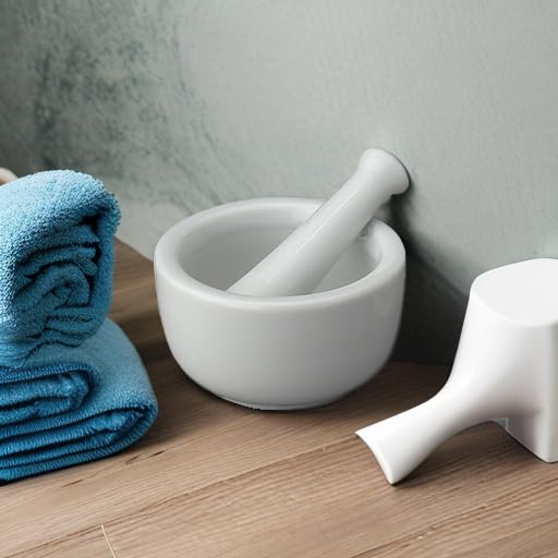HIC Kitchen Small Mortar and Pestle Set, Fine Porcelain, 2.75-Inch, Spice Herb Grinder, Pill Crusher, Nut Butter Maker