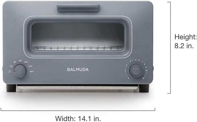 BALMUDA The Toaster | Steam Oven Toaster | Compact Size 14.1" W x 12.6" D x 8.2" H | 5 Cooking Modes: Sandwich Bread, Artisan Bread, Pizza & Pastry, Oven | Baking Pan Included | US Version | Gray