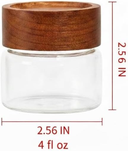6‑Pack Small 4 Fl Oz (118 ml) Glass Jars w/Wood Lids & Spoons | Built‑in PP insert & silicone seal; airtight for oats, yogurt, spices, chia pudding & pantry
