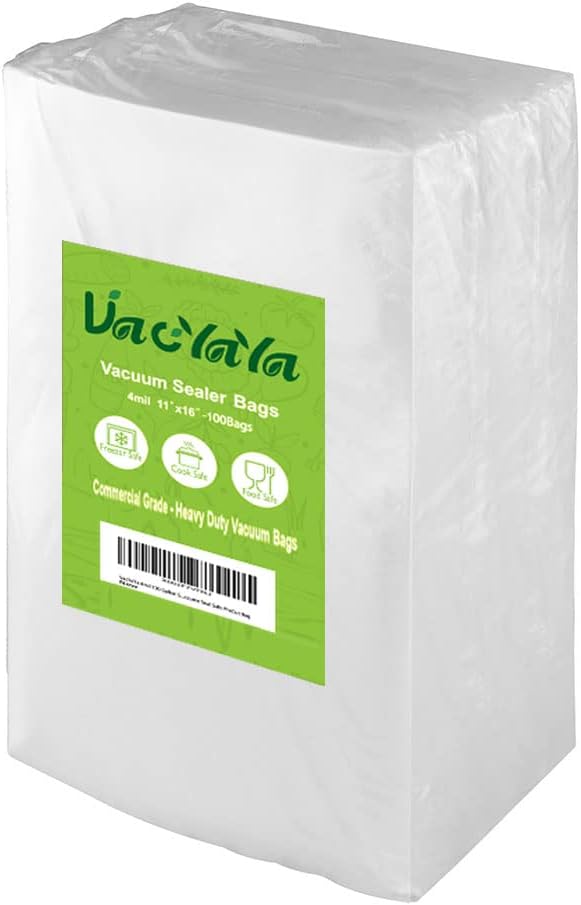 Gallon 4mil 11"x16"Vacuum Sealer Bags 100ct for Food Storage | BPA Free PreCut Food Grade,Commercial Grade,Heavy Duty Vacuum Food Freezer Bags,Great for Sous Vide Vacuum Sealer
