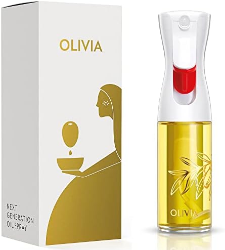 FLAIROSOL OLIVIA SIGNATURE Oil Sprayer, 130ml Glass, Golden Leaves | Portion control mist for air fryer, salad, BBQ, refillable & reusable, fine mist olive oil kitchen sprayer, anti-drip