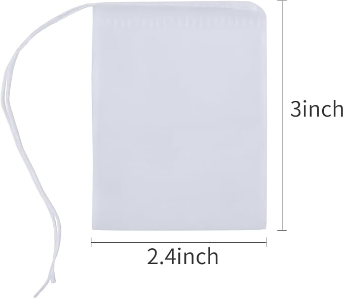 100PCS Disposable Tea Filter Bags with Drawstring 2.4x3 in | Food Grade Non-Woven Empty Tea Infuser Bags for Loose Leaf Tea,Herbs,Spices,Coffee&Cooking,Safe&Breathable Tea Sachet Bags
