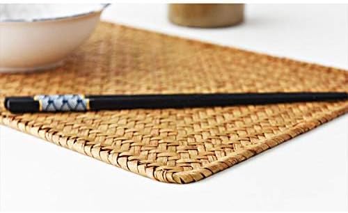 4 Pack Rectangular Woven Placemats, Natural Seagrass Place Mats, 17" x 12", Rattan Wicker Table Mats for Dining Table