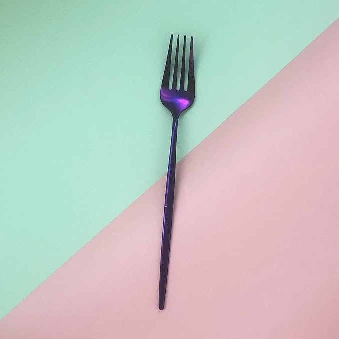 Purple Silverware Set, 24-Piece Stainless Steel Flatware Set Service For 6, Mirror Polished Tableware Cutlery Set Knife Fork And Spoon For Home & Restaurant, Dishwasher Safe
