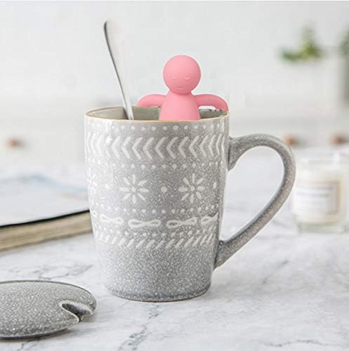Leden Loose Leaf Tea Infuser Tea Steeper for Girl Kid Extra Fine Mesh Pink | Stainless Steel Fun Person-shaped Design Tea Strainer Filter with Silicone Handle for Loose Tea Ball for Cup Mug