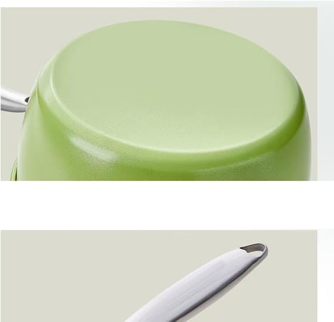 Nonstick Ceramic Saucepan with lid, Small Cooking Pot with handle, Induction Comptable (Green, 2.5 Quarts)