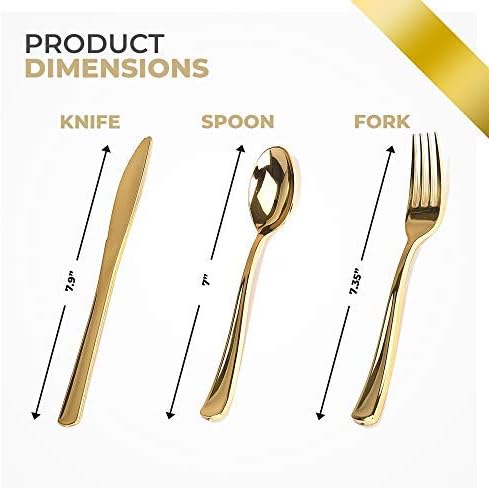 Gold Plastic Silverware Set (200-Pack) – Disposable Heavy Duty Cutlery, 67 Forks, 67 Knives, 67 Spoons for Parties, Weddings, Dinners & Holidays, Stock Your Home