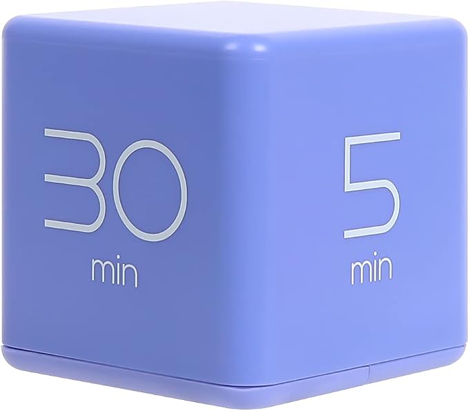 mooas Cube Timer, Flip, Block, Productivity, Time Management (Violet) | 5/10/20/30 Min Countdown Timer, Battery Operated, 2-Level Alarm Vol, Easy to Use, ADHD, Exercise, Study, Cooking