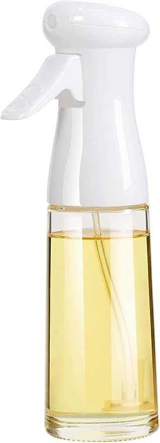 Glass Oil Sprayer for Cooking, 7oz Olive Oil Mister, Food Grade Portable Reusable Oil Vinegar Spritzer Sprayer Bottles for Air Fryer, Kitchen, Salad, Baking, BBQ, Frying(white)