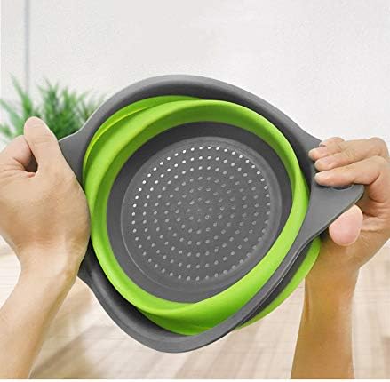2-Pack Collapsible Colander, 9.5 & 11.5 Inch Folding Basket | Kitchen Vegetable & Fruit Strainer, Extendable Handles, Durable, Perfect for Draining Pasta, Veggies, Fruits