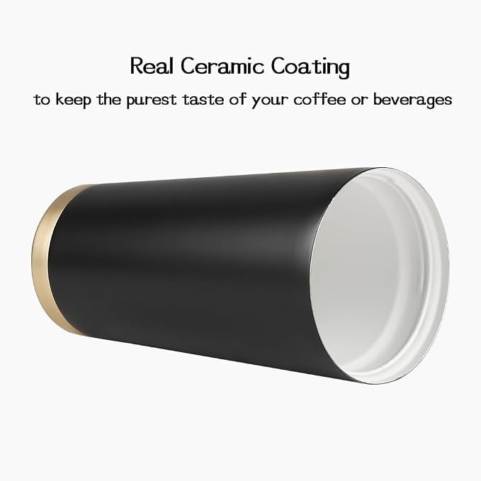 Funkrin Coffee Travel Mug with Flip Lid, 16oz Insulated Tumbler Cup with Ceramic Coating, Double Wall Vacuum Leak-Proof Tumbler for Office School Party Camping