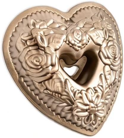 Nordic Ware Wildflower Heart Bundt, 6 Cup, Toffee