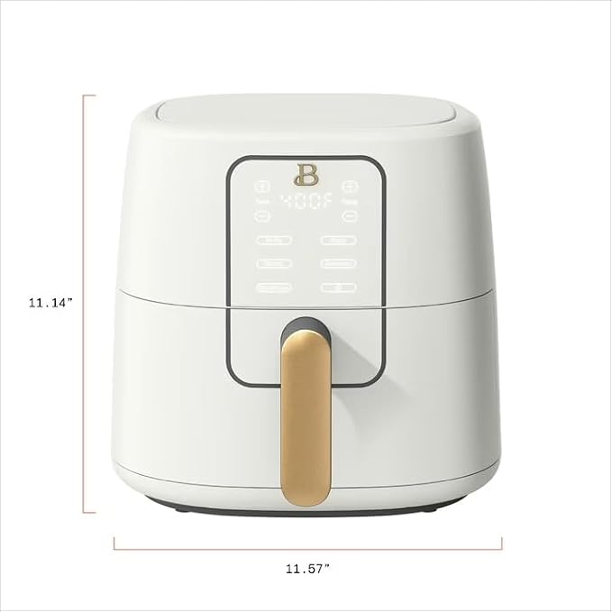 B 6 Quart Digital Air Fryer TurboCrisp Technology, Large Touchscreen Controls, Ceramic Roast Reheat Dehydrate Nonstick, Family Size for 5-7 People (White)
