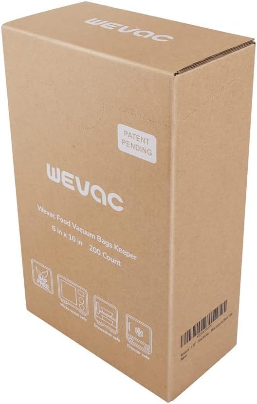 Wevac 6” x 10” 200 Count Food Vacuum Sealer Bags Keeper, PreCut Pint, Ideal for Food Saver, BPA Free, Commercial Grade, Great for storage, meal prep and Sous Vide