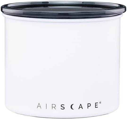Planetary Design Airscape Stainless Steel Coffee Canister | Food Storage Container | US Patented Airtight Lid | Push Out Excess Air Preserve Food Freshness (Small, Matte White) | Food Storage Container | US Patented Airtight Lid | Push Out Excess Air P...