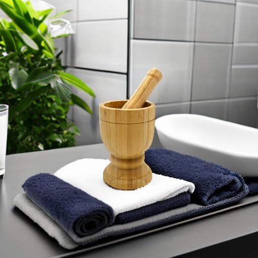 IMUSA USA Bamboo Mortar and Pestle, Small, Natural | Polished Finish, Naturally Crafted and Sturdy Design, Ideal for Crushing Fresh Spices and Herbs, Makes a Great Gift